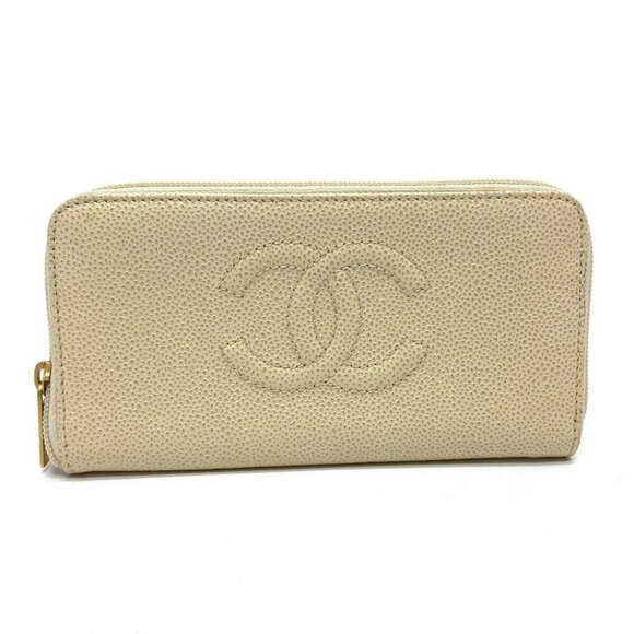 CHANEL A13228 CC Zip Around Long wallet Long Wallet Caviar Leather Beige - Picture 1 of 16